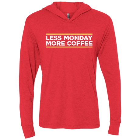 T-Shirts Vintage Red / X-Small Less Monday More Coffee Triblend Long Sleeve Hoodie Tee