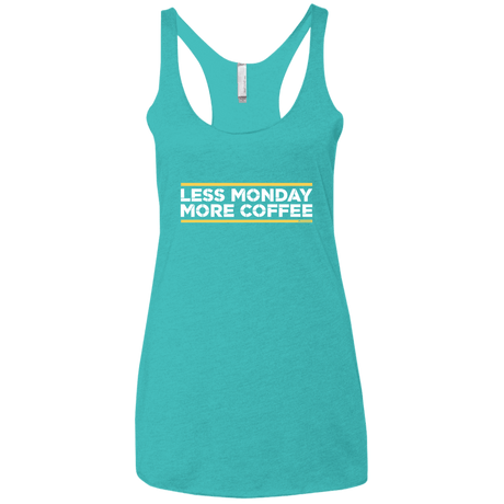 T-Shirts Tahiti Blue / X-Small Less Monday More Coffee Women's Triblend Racerback Tank