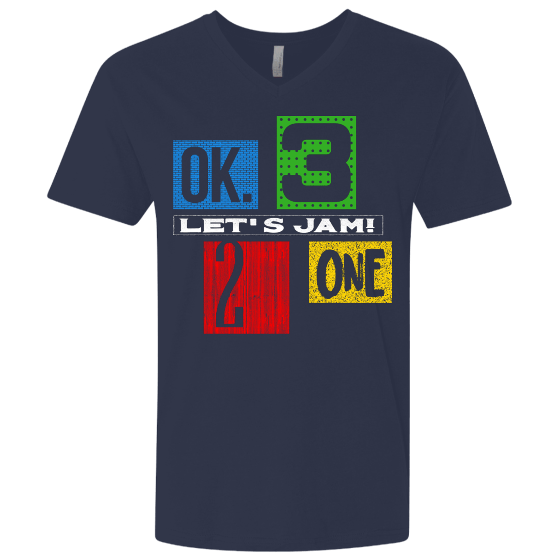 T-Shirts Midnight Navy / X-Small Let's Jam Men's Premium V-Neck