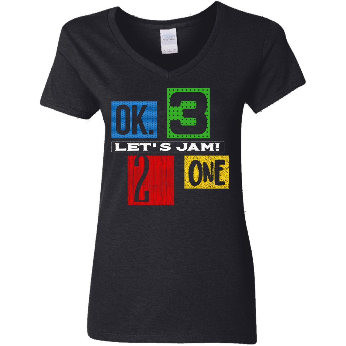 T-Shirts Black / S Let's Jam Women's V-Neck T-Shirt