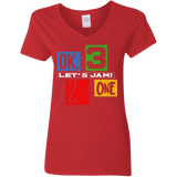 T-Shirts Red / S Let's Jam Women's V-Neck T-Shirt