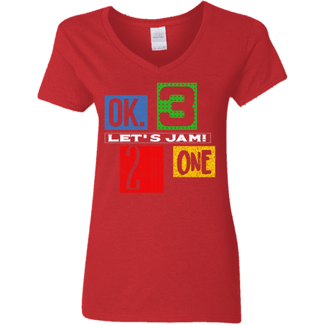 T-Shirts Red / S Let's Jam Women's V-Neck T-Shirt