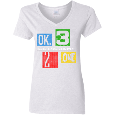 T-Shirts White / S Let's Jam Women's V-Neck T-Shirt