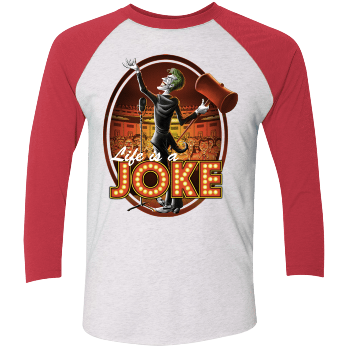 T-Shirts Heather White/Vintage Red / X-Small Life Is A Joke Triblend 3/4 Sleeve