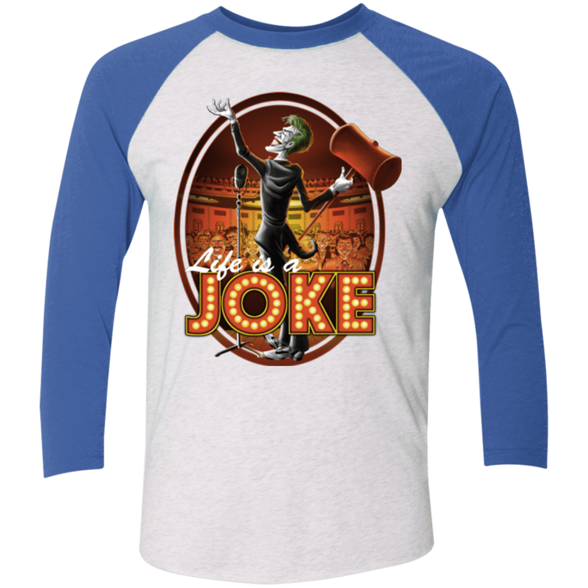 T-Shirts Heather White/Vintage Royal / X-Small Life Is A Joke Triblend 3/4 Sleeve