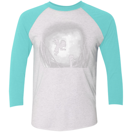 T-Shirts Heather White/Tahiti Blue / X-Small Light in Limbo Men's Triblend 3/4 Sleeve