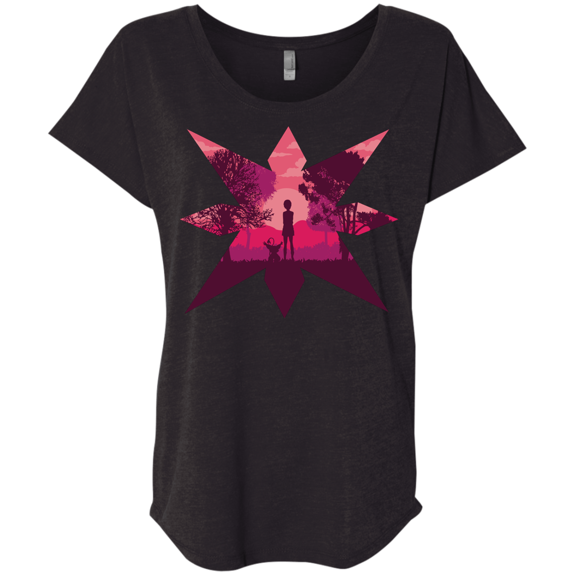 T-Shirts Vintage Black / X-Small Light Triblend Dolman Sleeve