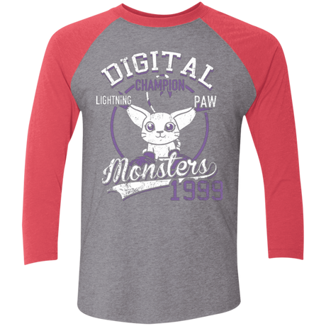 T-Shirts Premium Heather/ Vintage Red / X-Small Lightning Paw Men's Triblend 3/4 Sleeve