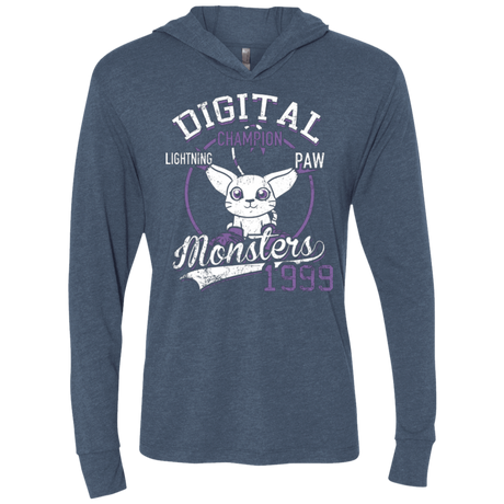 T-Shirts Indigo / X-Small Lightning Paw Triblend Long Sleeve Hoodie Tee
