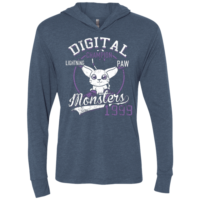 T-Shirts Indigo / X-Small Lightning Paw Triblend Long Sleeve Hoodie Tee