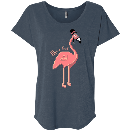 T-Shirts Indigo / X-Small LikeASir Flamingo Triblend Dolman Sleeve