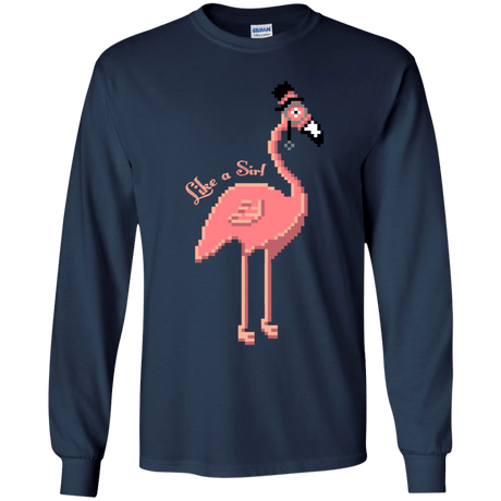 T-Shirts Navy / YS LikeASir Flamingo Youth Long Sleeve T-Shirt