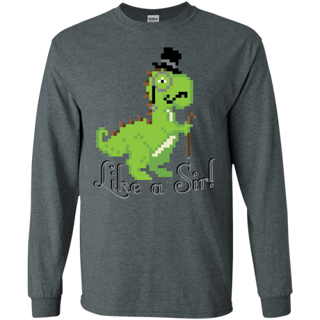 T-Shirts Dark Heather / S LikeASir T-Rex Men's Long Sleeve T-Shirt