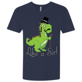 T-Shirts Midnight Navy / X-Small LikeASir T-Rex Men's Premium V-Neck