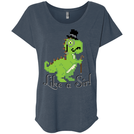 T-Shirts Indigo / X-Small LikeASir T-Rex Triblend Dolman Sleeve