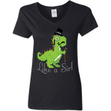 T-Shirts Black / S LikeASir T-Rex Women's V-Neck T-Shirt