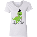 T-Shirts White / S LikeASir T-Rex Women's V-Neck T-Shirt