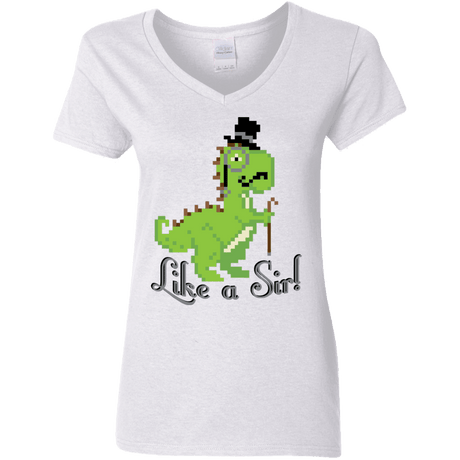 T-Shirts White / S LikeASir T-Rex Women's V-Neck T-Shirt