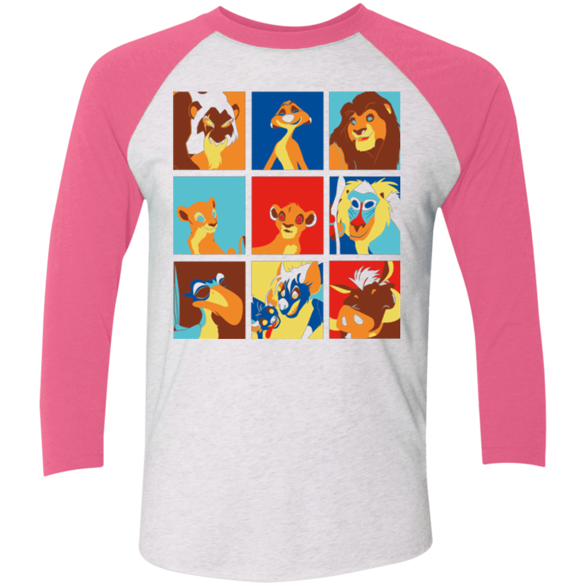 T-Shirts Heather White/Vintage Pink / X-Small Lion Pop Triblend 3/4 Sleeve