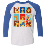 T-Shirts Heather White/Vintage Royal / X-Small Lion Pop Triblend 3/4 Sleeve
