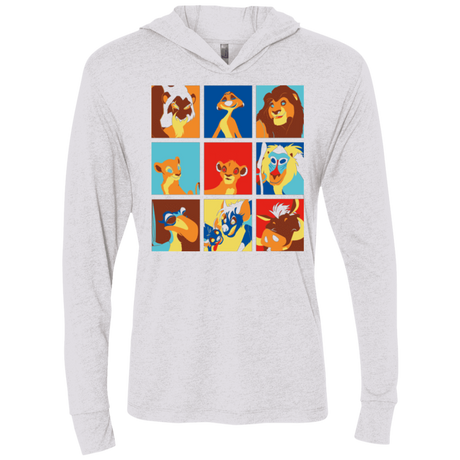 T-Shirts Heather White / X-Small Lion Pop Triblend Long Sleeve Hoodie Tee