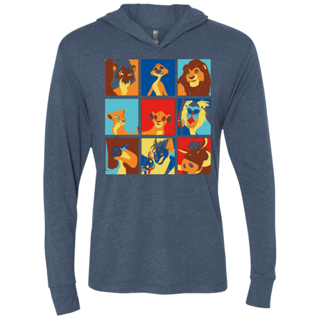 T-Shirts Indigo / X-Small Lion Pop Triblend Long Sleeve Hoodie Tee