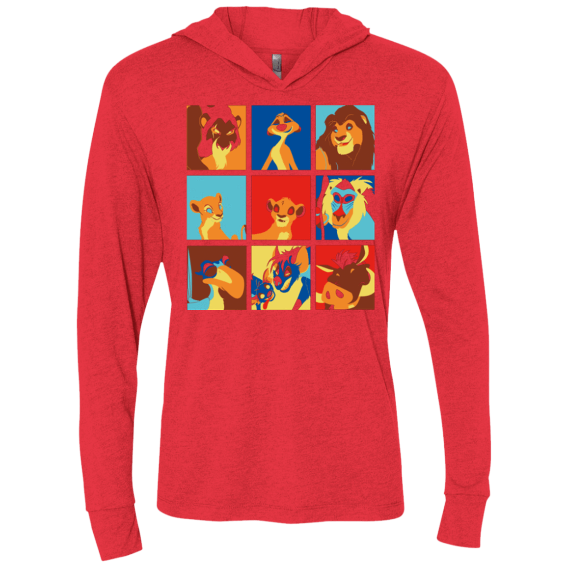 T-Shirts Vintage Red / X-Small Lion Pop Triblend Long Sleeve Hoodie Tee