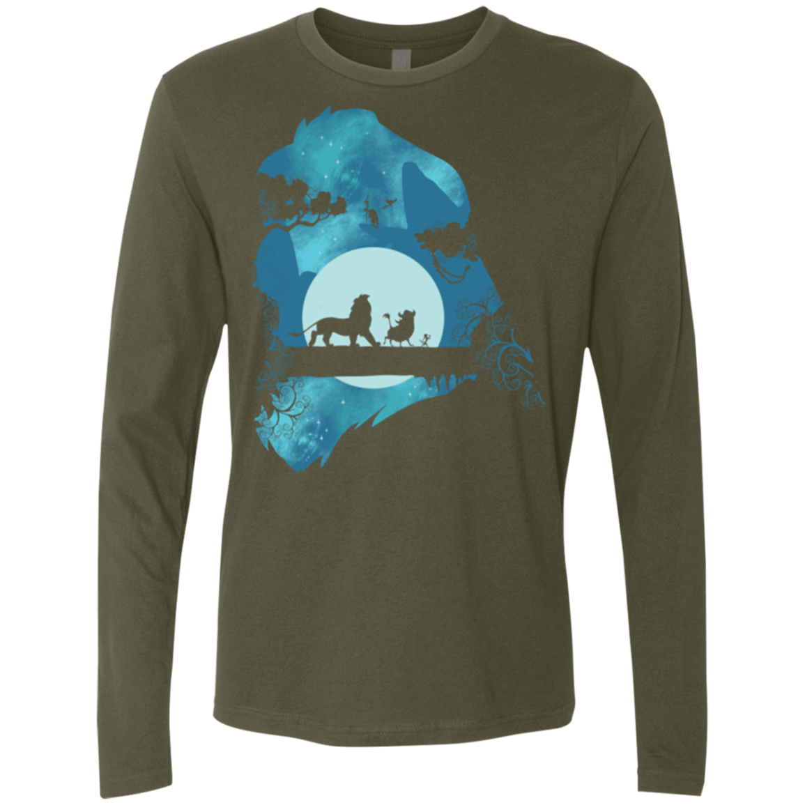 T-Shirts Military Green / S Lion Portrait Men's Premium Long Sleeve