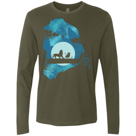 T-Shirts Military Green / S Lion Portrait Men's Premium Long Sleeve