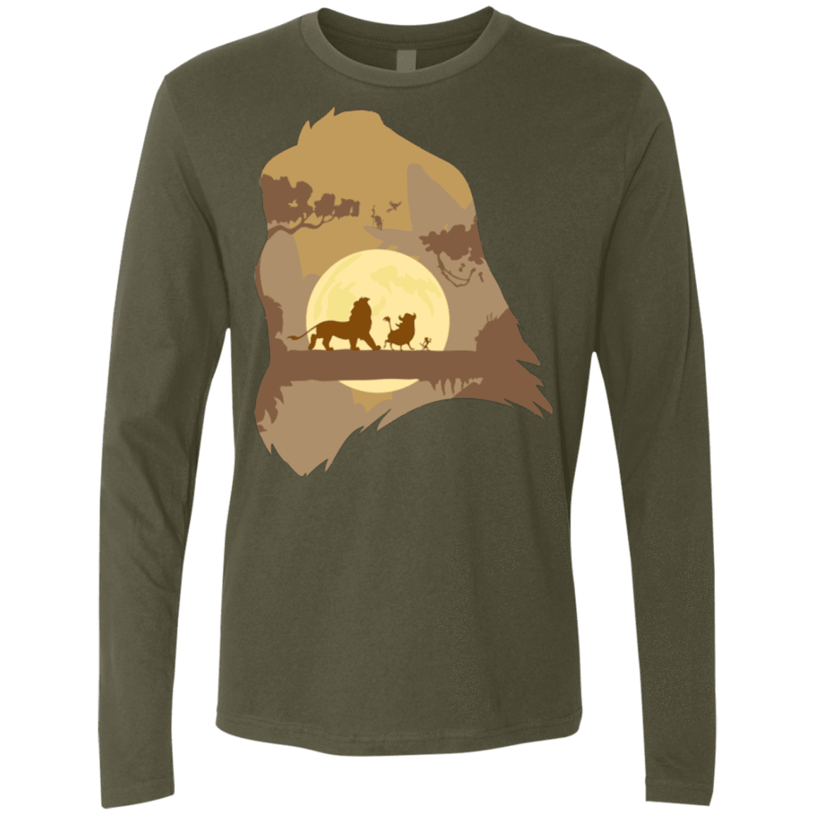 T-Shirts Military Green / Small Lion Portrait Men's Premium Long Sleeve