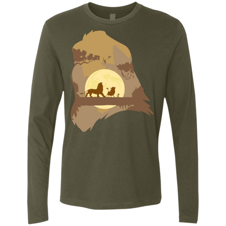 T-Shirts Military Green / Small Lion Portrait Men's Premium Long Sleeve
