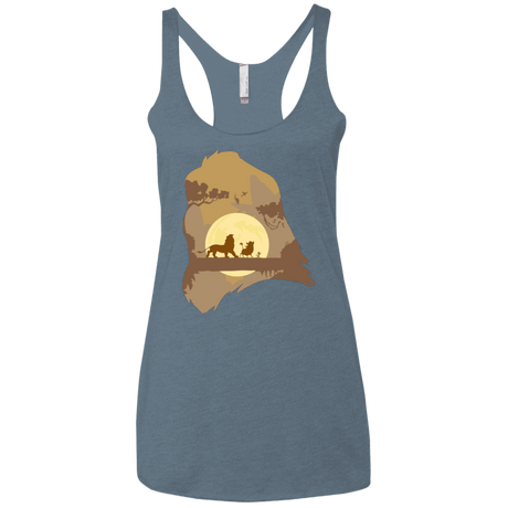 T-Shirts Indigo / X-Small Lion Portrait Women's Triblend Racerback Tank