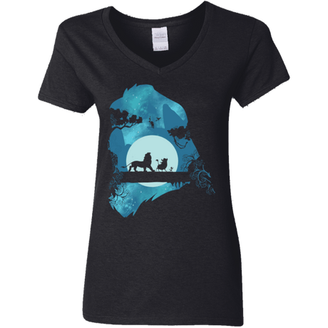 T-Shirts Black / S Lion Portrait Women's V-Neck T-Shirt