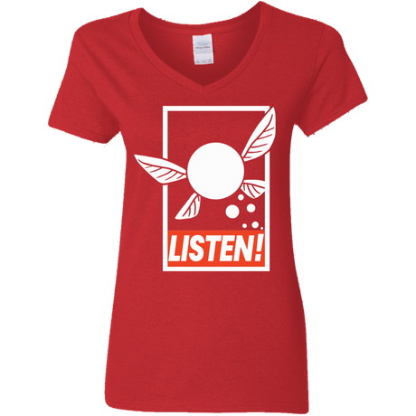 T-Shirts Red / S LISTEN! Women's V-Neck T-Shirt