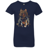 T-Shirts Midnight Navy / YXS Little Foxy Watercolor Girls Premium T-Shirt