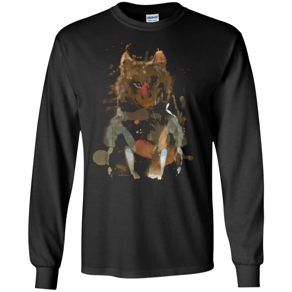 T-Shirts Black / S Little Foxy Watercolor Men's Long Sleeve T-Shirt