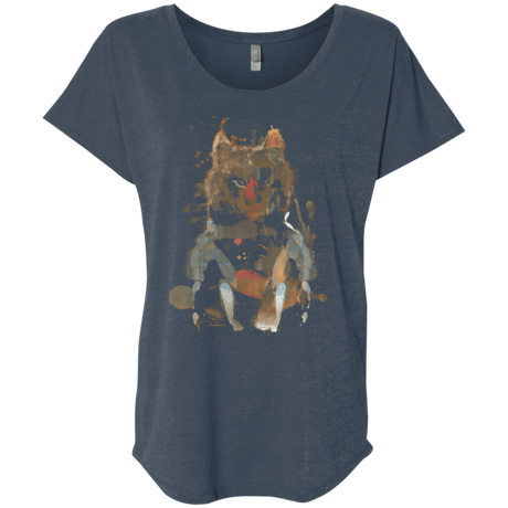 T-Shirts Indigo / X-Small Little Foxy Watercolor Triblend Dolman Sleeve