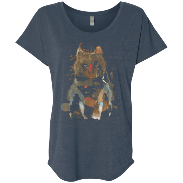 T-Shirts Indigo / X-Small Little Foxy Watercolor Triblend Dolman Sleeve