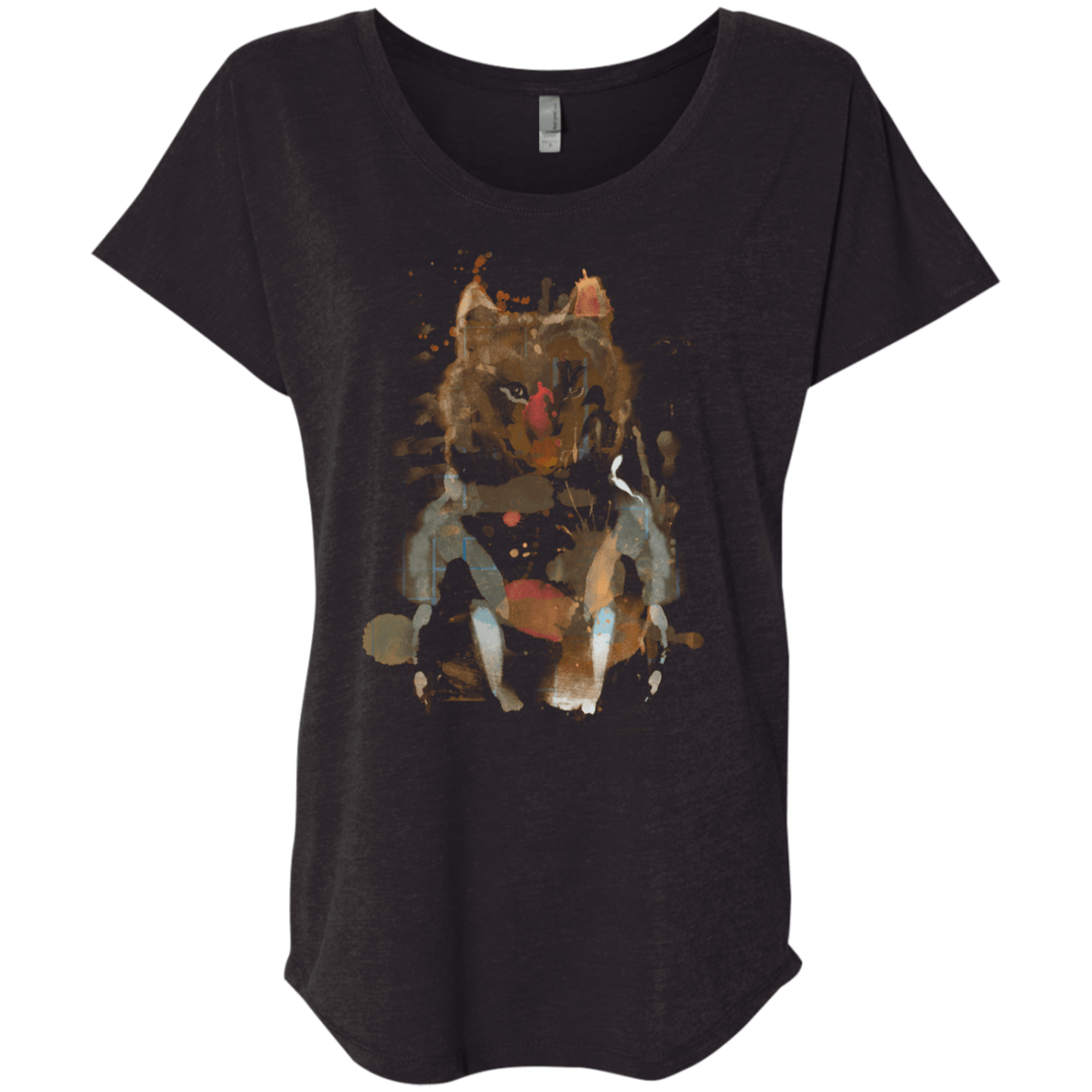 T-Shirts Vintage Black / X-Small Little Foxy Watercolor Triblend Dolman Sleeve