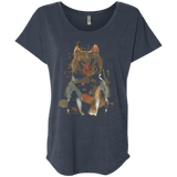 T-Shirts Vintage Navy / X-Small Little Foxy Watercolor Triblend Dolman Sleeve