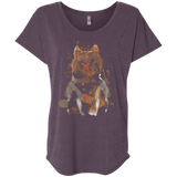 T-Shirts Vintage Purple / X-Small Little Foxy Watercolor Triblend Dolman Sleeve