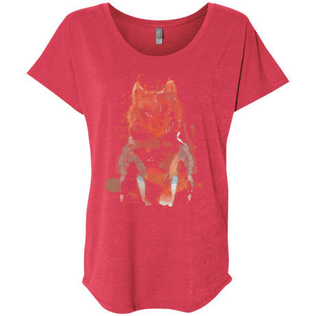 T-Shirts Vintage Red / X-Small Little Foxy Watercolor Triblend Dolman Sleeve