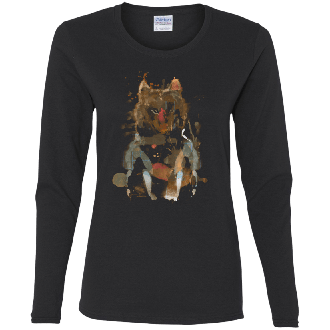 T-Shirts Black / S Little Foxy Watercolor Women's Long Sleeve T-Shirt