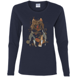 T-Shirts Navy / S Little Foxy Watercolor Women's Long Sleeve T-Shirt