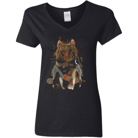 T-Shirts Black / S Little Foxy Watercolor Women's V-Neck T-Shirt