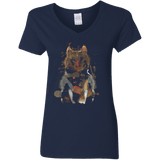 T-Shirts Navy / S Little Foxy Watercolor Women's V-Neck T-Shirt