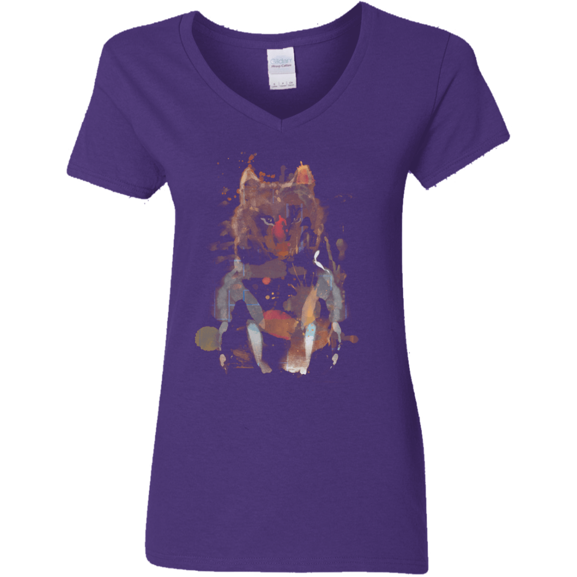 T-Shirts Purple / S Little Foxy Watercolor Women's V-Neck T-Shirt
