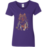 T-Shirts Purple / S Little Foxy Watercolor Women's V-Neck T-Shirt