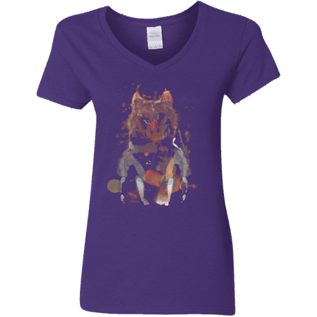 T-Shirts Purple / S Little Foxy Watercolor Women's V-Neck T-Shirt
