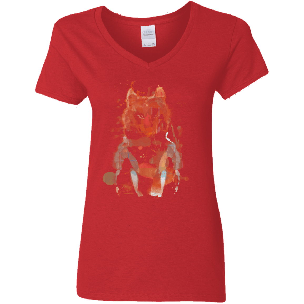 T-Shirts Red / S Little Foxy Watercolor Women's V-Neck T-Shirt